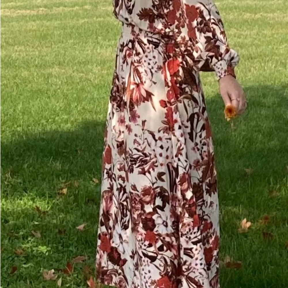 H&M Floral Dress in Red and Cream
